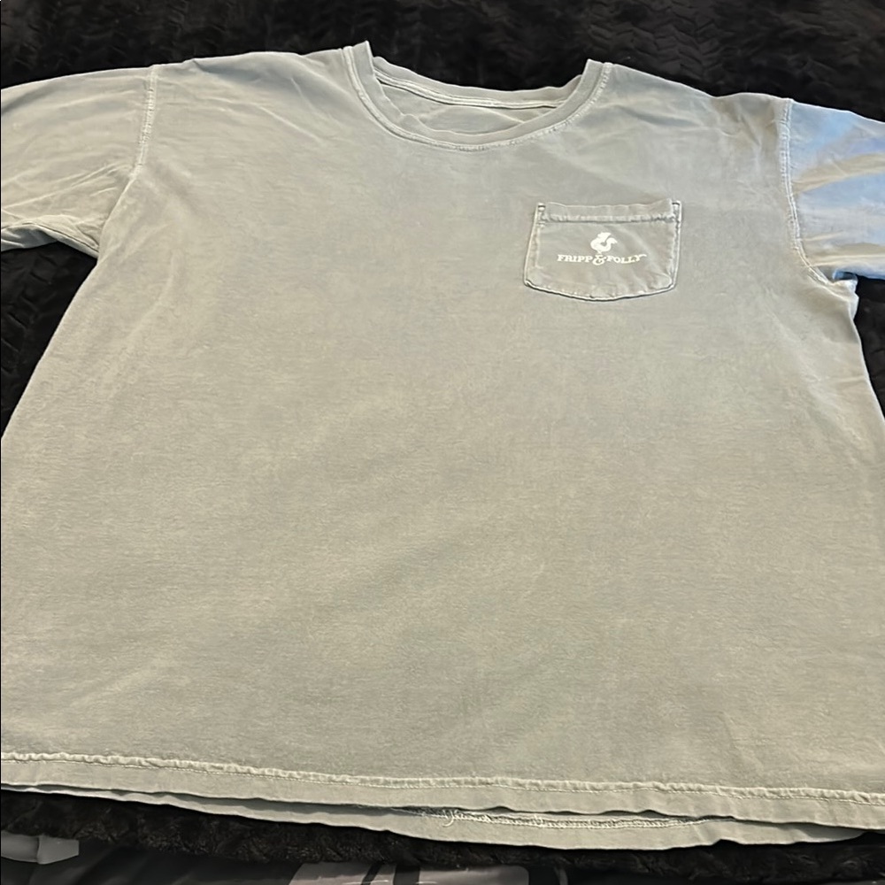 Fripp & Folly Men’s Gray Pocket T-Shirt, USA Flag. Size L